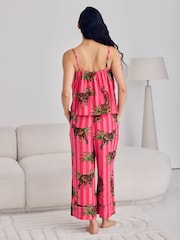 Chelsea Peers Pink Leaf Tiger Stripe Print Cami Long Pyjamas Set - Image 5 of 8