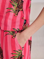 Chelsea Peers Pink Leaf Tiger Stripe Print Cami Long Pyjamas Set - Image 6 of 8