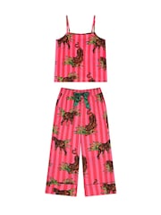 Chelsea Peers Pink Leaf Tiger Stripe Print Cami Long Pyjamas Set - Image 8 of 8