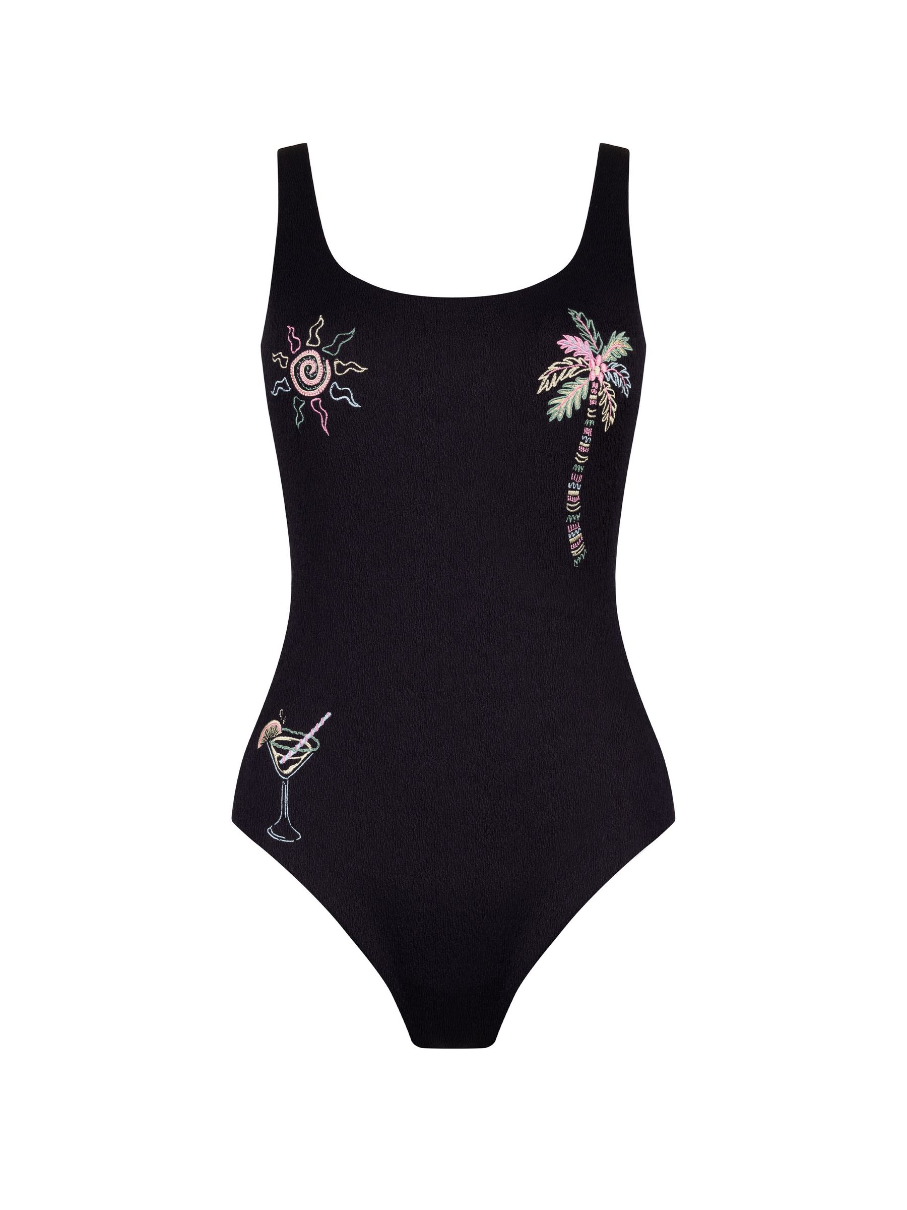 Buy Chelsea Peers Black Embroidered Palm Party Swimsuit from Next