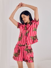 Chelsea Peers Leaf Tiger Stripe Print Short Pyjamas Set - Imagen 1 de 6
