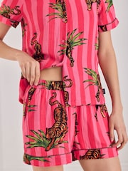 Chelsea Peers Leaf Tiger Stripe Print Short Pyjamas Set - Imagen 3 de 6