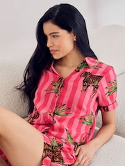 Chelsea Peers Leaf Tiger Stripe Print Short Pyjamas Set - Imagen 5 de 6