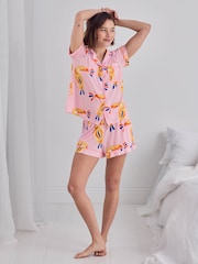 Chelsea Peers Pink Tencel™ Modal Toucan Print Short Pyjamas Set - Image 3 of 7