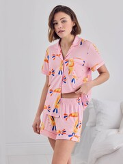 Chelsea Peers Pink Tencel™ Modal Toucan Print Short Pyjamas Set - Image 4 of 7