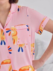 Chelsea Peers Pink Tencel™ Modal Toucan Print Short Pyjamas Set - Image 7 of 7