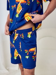 Chelsea Peers Blue Toucan Print Button Up Short Pyjamas Set - Image 3 of 5