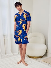 Chelsea Peers Blue Toucan Print Button Up Short Pyjamas Set - Image 5 of 5