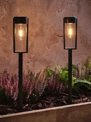 Lights4fun Set of 2 Black Solar Stake Lights - Image 1 of 4