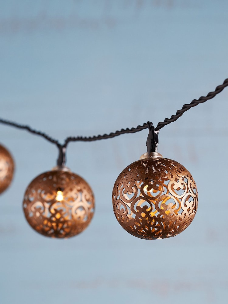 Lights4fun Bronze Moroccan Ball Lights - Image 1 of 2