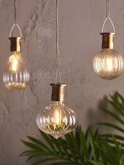 Lights4fun Set of 3 Copper Warm White Hanging Solar Lights - Image 1 of 5