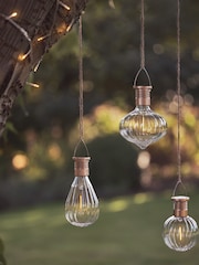 Lights4fun Set of 3 Copper Warm White Hanging Solar Lights - Image 2 of 5