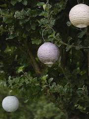 Lights4fun Purple Blue  Beige Set of 3 Tyvek Scandi Summer Solar Lanterns - Image 4 of 6