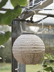 Lights4fun Purple Blue  Beige Set of 3 Tyvek Scandi Summer Solar Lanterns - Image 6 of 6