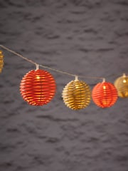 Lights4fun Orange Beige 10LED Coloured Rattan Ball String Lights - Image 2 of 3