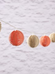 Lights4fun Orange Beige 10LED Coloured Rattan Ball String Lights - Image 3 of 3