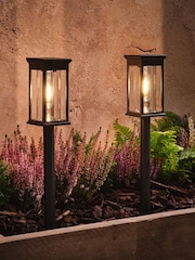 Lights4fun Set of 2 Black Solar Garden Lights (Square Top) - Image 1 of 3