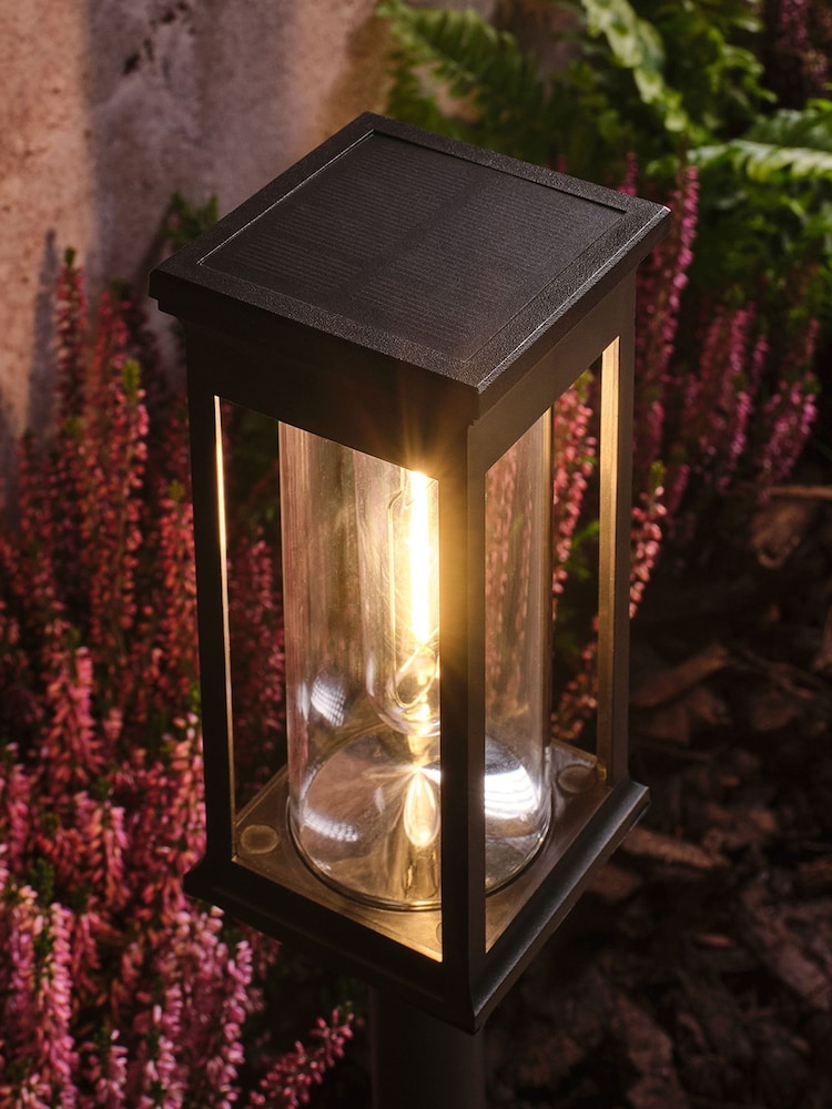 Lights4fun Set of 2 Black Solar Garden Lights (Square Top) - Image 3 of 3