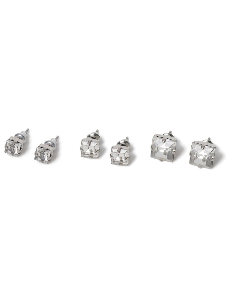 DCK Mens Silver Tone Stud Earrings - Imagen 1 de 2
