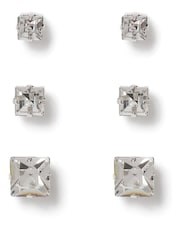 DCK Mens Silver Tone Stud Earrings - Imagen 2 de 2