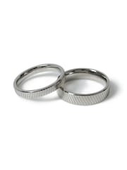 DCK Mens Silver Stainless Steel Etched Band Ring - Image 1 of 2