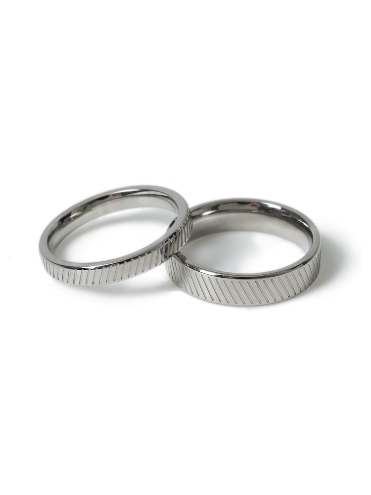DCK Mens Silver Stainless Steel Etched Band Ring - Image 1 of 2 DCK Mens Silver Stainless Steel Etched Band Ring - Image 1 of 2