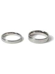 DCK Mens Silver Stainless Steel Etched Band Ring - Image 2 of 2
