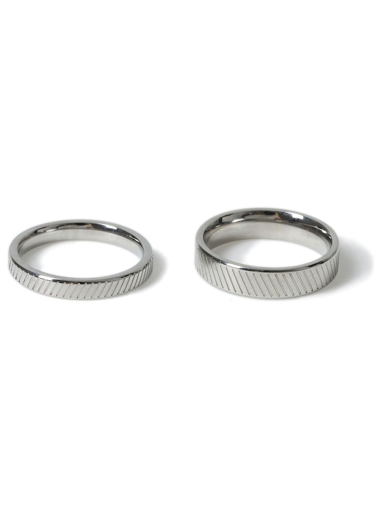 DCK Mens Silver Stainless Steel Etched Band Ring - Image 2 of 2 DCK Mens Silver Stainless Steel Etched Band Ring - Image 2 of 2