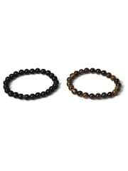 DCK Mens Tigers Eye Stretch Bead Brown Bracelet - Image 1 of 2