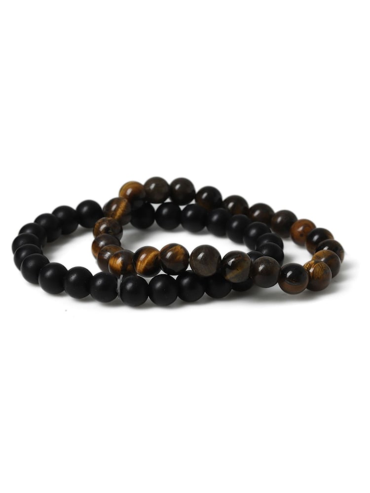 DCK Mens Tigers Eye Stretch Bead Brown Bracelet - Image 2 of 2 DCK Mens Tigers Eye Stretch Bead Brown Bracelet - Image 2 of 2