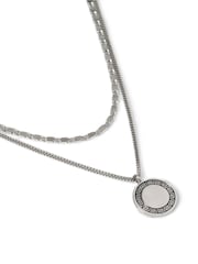 DCK Mens Silver Tone Layered Coin Pendant Necklace - Image 2 of 2