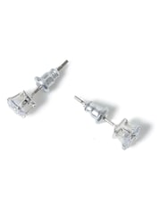 DCK Mens Silver Tone Cubic Stud Earrings - صورة 2 من 2