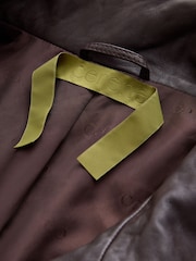 CERENE Wren Chocolate Brown Real Leather Funnel Neck Jacket - Image 7 of 12