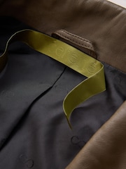 CERENE Wren Khaki Green Real Leather Funnel Neck Jacket - Image 7 of 12