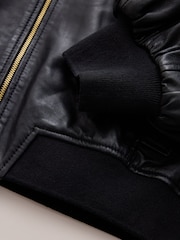 CERENE Elodie Black Real Leather Frill Collar Blouson Sleeve Jacket - Image 10 of 12