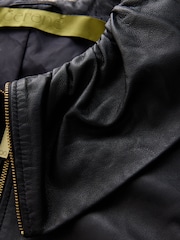 CERENE Elodie Black Real Leather Frill Collar Blouson Sleeve Jacket - Image 9 of 12