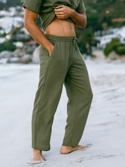 Chelsea Peers Green Linen Blend Trousers - Image 2 of 5