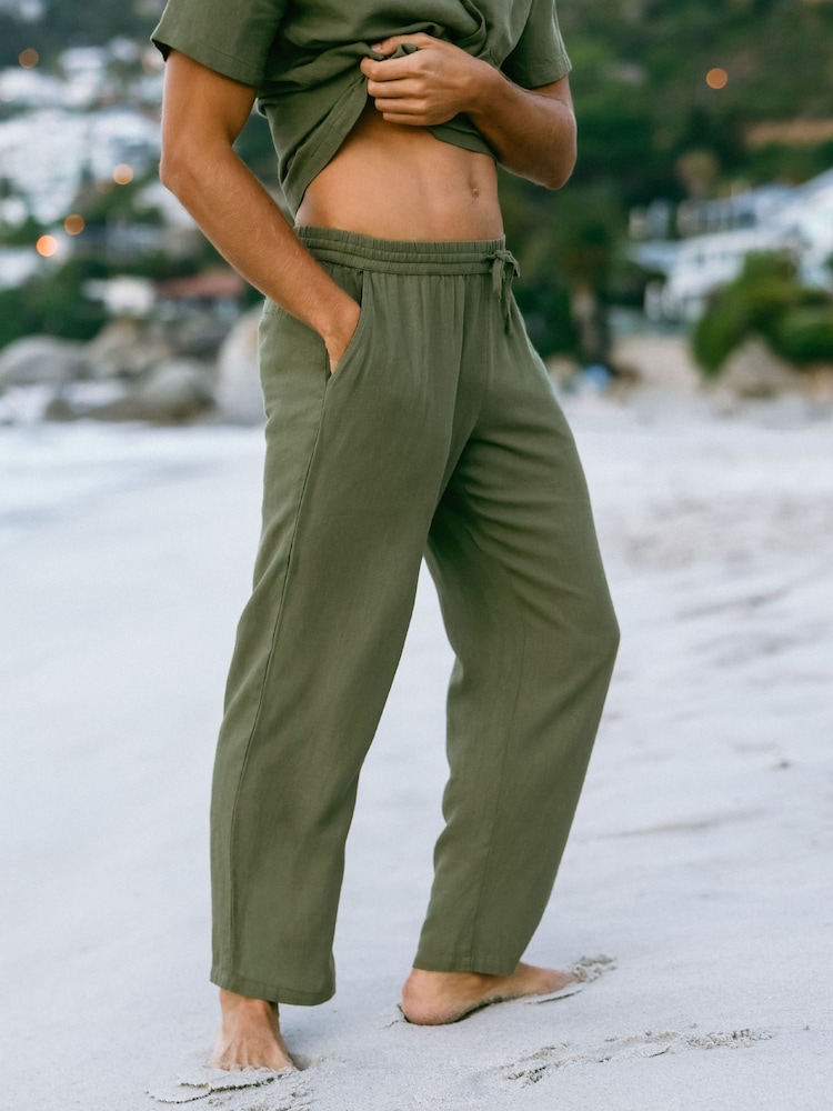 Chelsea Peers Green Linen Blend Trousers - Image 2 of 5