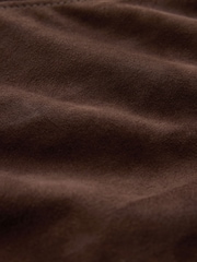 CERENE Elodie Chocolate Brown Real Suede Ruffle Collar Blouson Sleeve Jacket - Image 12 of 13