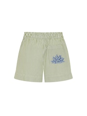 Chelsea Peers Green Poplin Embroidered Back Stripe Shorts - Image 6 of 6