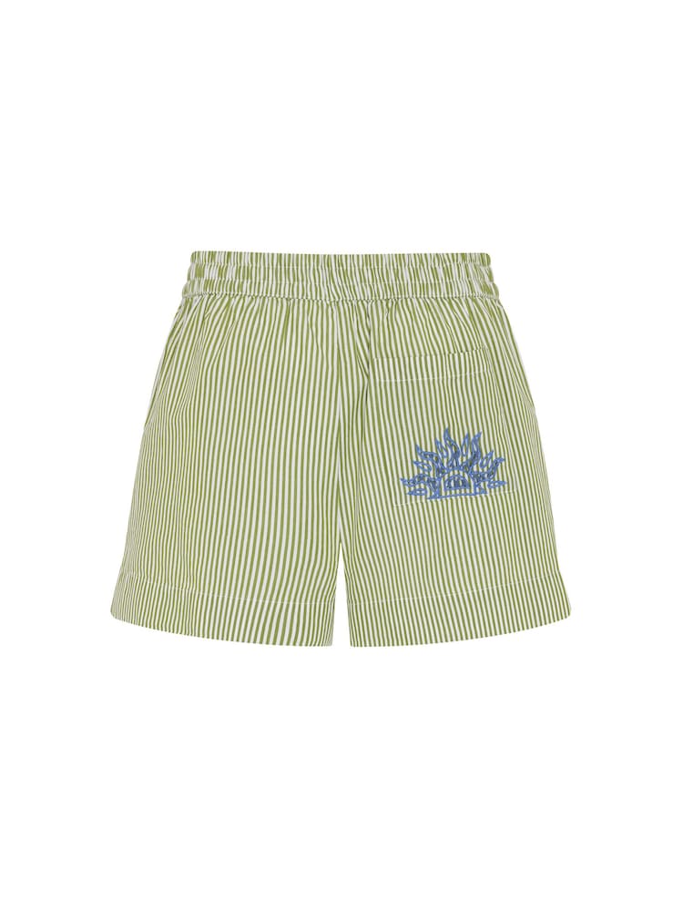 Chelsea Peers Green Poplin Embroidered Back Stripe Shorts - Image 6 of 6