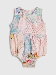 River Island Blue Cabbages & Roses Patchwork Romper - Image 1 of 4