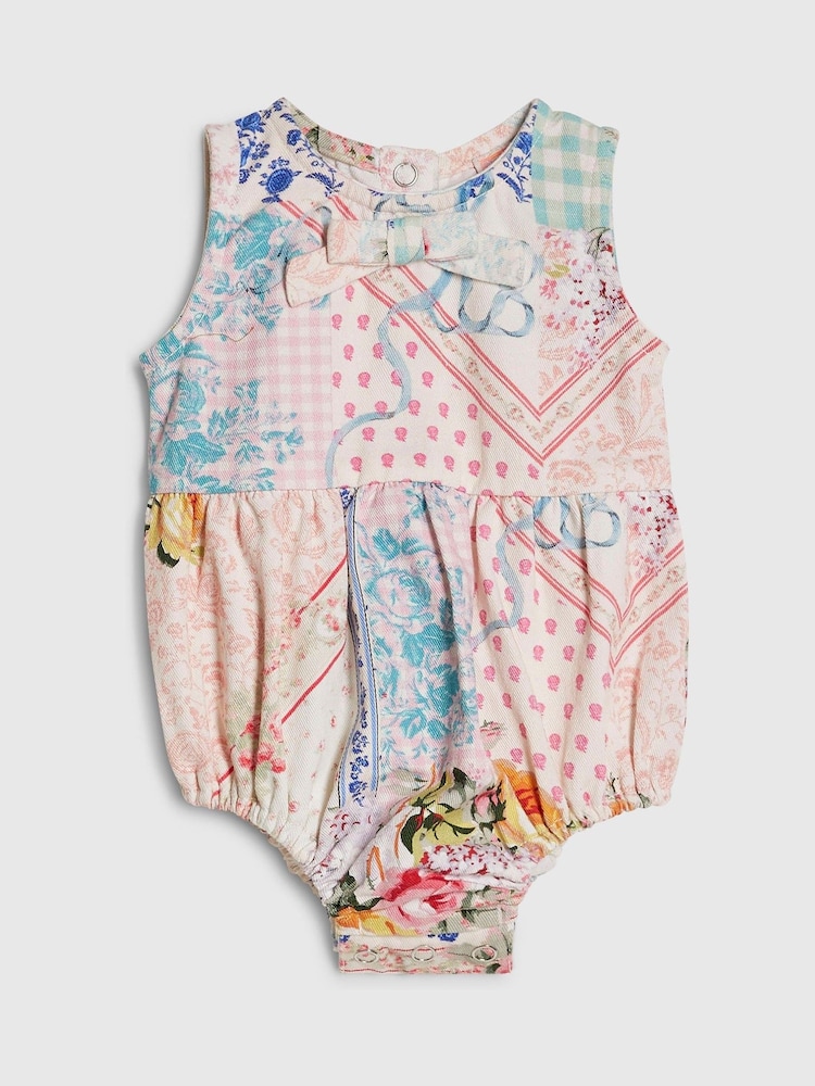 River Island Blue Cabbages & Roses Patchwork Romper - Image 1 of 4 River Island Blue Cabbages & Roses Patchwork Romper - Image 1 of 4