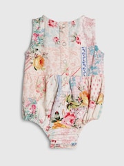 River Island Blue Cabbages & Roses Patchwork Romper - Image 2 of 4