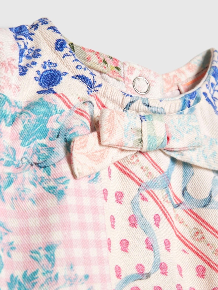 River Island Blue Cabbages & Roses Patchwork Romper - Image 4 of 4 River Island Blue Cabbages & Roses Patchwork Romper - Image 4 of 4