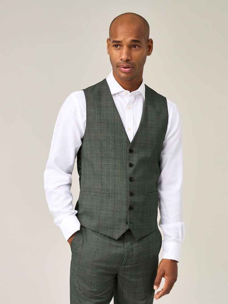 Skopes Green Wesley Check Suit Waistcoat - Image 1 of 4