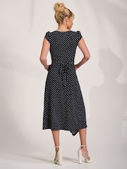 Blau - Jolie Moi Kurzarm Jerseykleid mit Überlappung - Bild 2 von 6