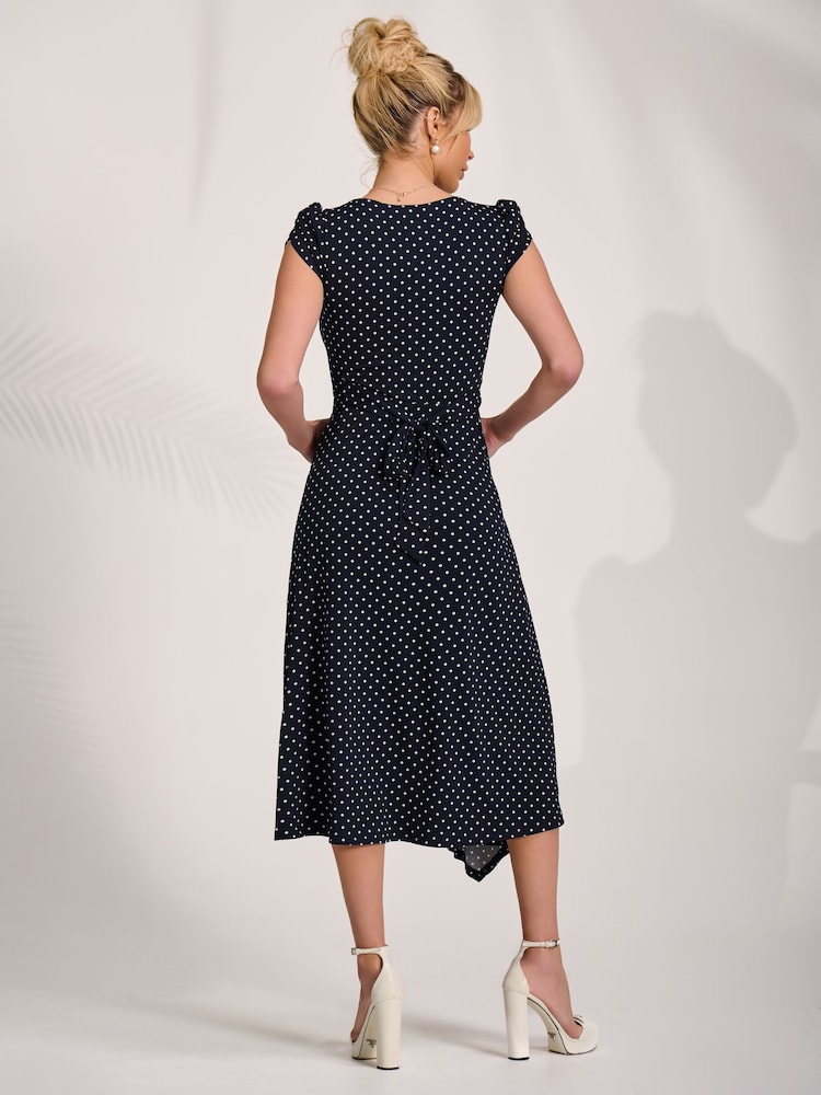 Blau - Jolie Moi Kurzarm Jerseykleid mit Überlappung - Bild 2 von 6