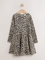 Leopard Animal Print Long Sleeve Skater Dress (3-16yrs) - Image 1 of 4