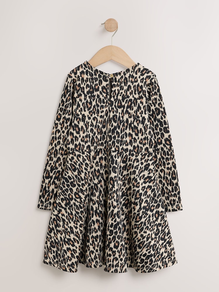Leopard Animal Print Long Sleeve Skater Dress (3-16yrs) - Image 2 of 4